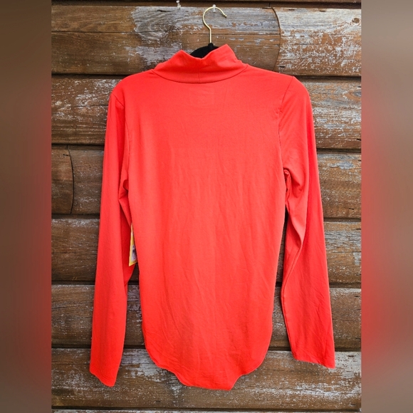 NWT Cabana by Crown & Ivy Butter Soft Vibrant Coral/Orange Turtleneck Bodysuit - Picture 8 of 13